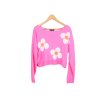 Růžový crop svetřík s květinami