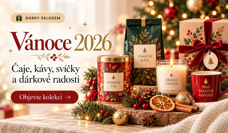 Vánoce 2026 – vánoční čaje, kávy, svíčky a dárkové balíčky skladem