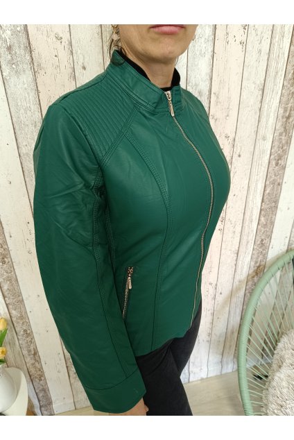 Koženková bunda Elena, zelená - velké velikosti