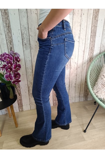 Modré jeans M-sara, push-up, rozšířené nohavice