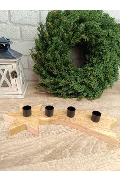 Adventní svícen dřevo - kov, černý