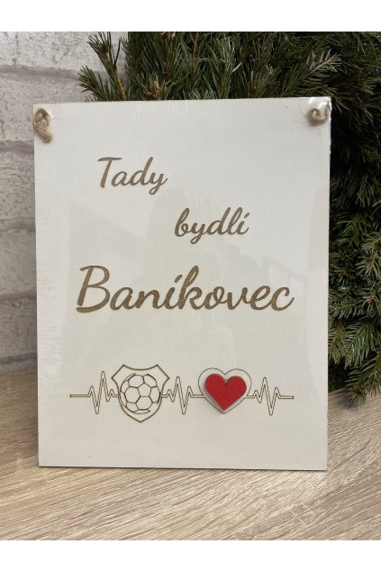 Dřevěná cedule 17x21cm barevná - Baníkovec