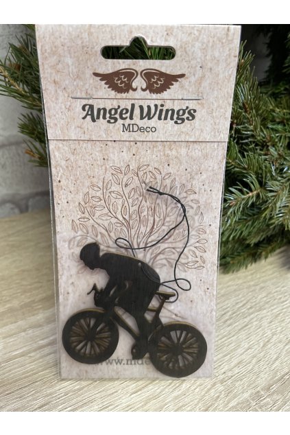Dřevěná vůně 17x8cm angel wings černá - Cyklista
