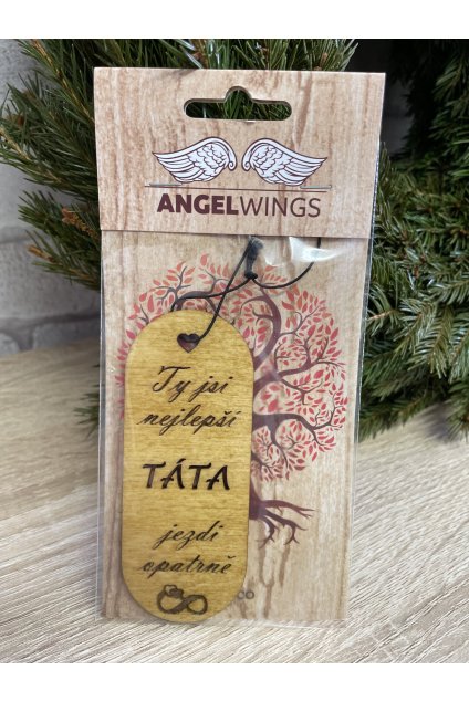 Dřevěná vůně 17x8cm angel wings - Ty jsi nejlepší táta