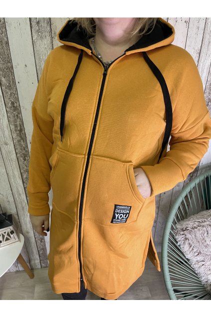 Teplá maxi mikina Stella, hořčicová