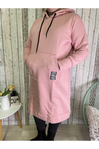 Teplá maxi mikina Inside, pink