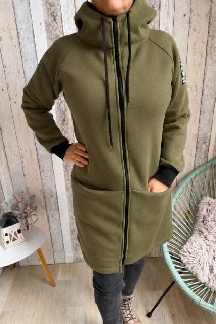 Teplá mikina Italian, khaki, větší velikost, UNI vel. 42-46