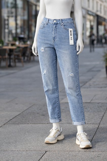 Jeans Mom Fit,  světle modré, Trendy