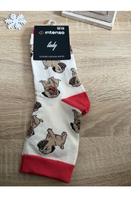 Veselé ponožky pejsek mops, vel. 38-40