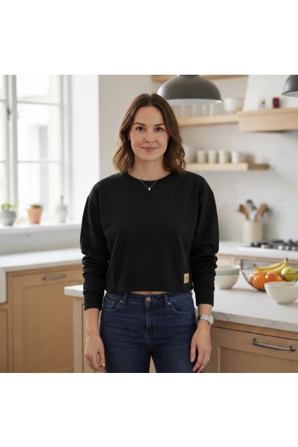 Crop mikina Ester, černá, UNI vel. 38-42