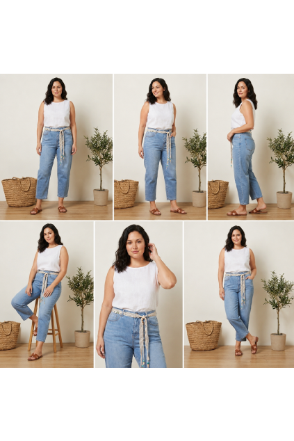Dámské jeansy M’Sara Plus Size – světle modrý denim