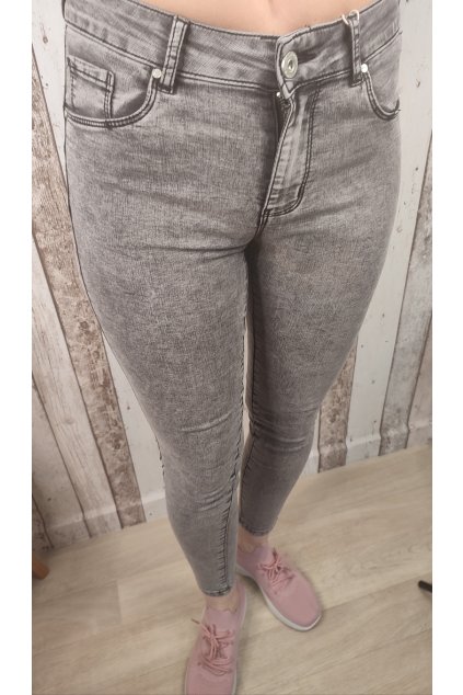 Jeans Push-up, tmavší šedé, velké velikosti