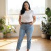 Jeans Mom Fit, světle modré