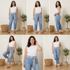 Dámské jeansy M’Sara Plus Size – světle modrý denim