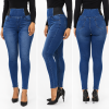 Super pružné dámské jeans s vysokým pasem na gumu, modré