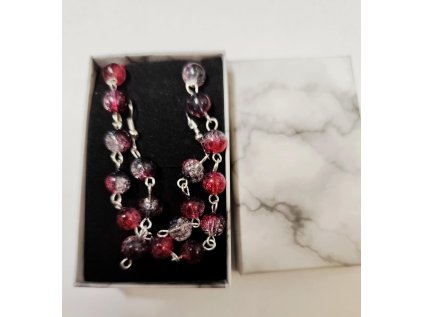 Ručně vyráběná souprava – náhrdelník a náušnice 04 -červenočerná