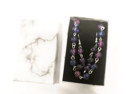 Ručně vyráběná souprava – náhrdelník a náušnice 07 - Fialovomodrá