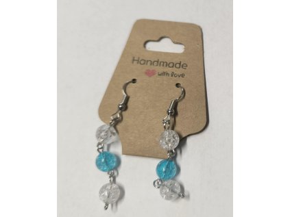 Ručně vyráběné náušnice z popraskaných korálků - 06 modrobílá