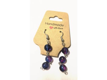 Ručně vyráběné náušnice z popraskaných korálků - 07 fialovomodrá