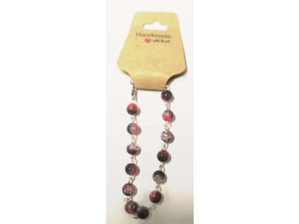 Ručně vyráběné náušnice z popraskaných korálků - 04 červenočerná