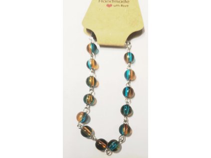 Ručně vyráběné náramek z popraskaných korálků - 05 tyrkysovohnědá