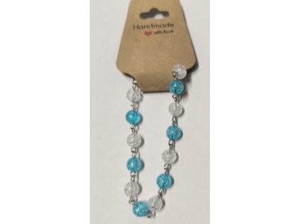 Ručně vyráběné náramek z popraskaných korálků - 06 modrobílá