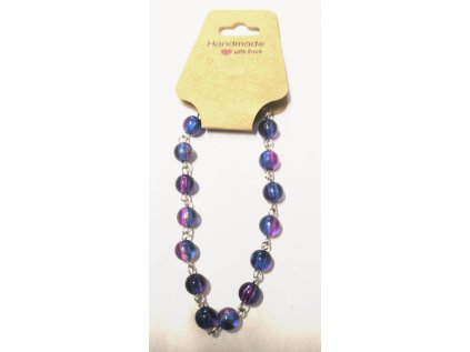 Ručně vyráběné náramek z popraskaných korálků - 07fialovomodrá