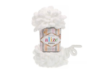 55 Alize Puffy bílá – smyčková příze