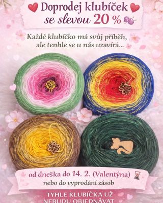 💔🧶 Doprodej klubíček se slevou 20 % 🧶💔 Rozhodla jsem se udělat místo pro nové příze ✨ Tyhle klubíčka už nebudu znovu...