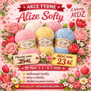 ✨ AKCE TÝDNE – Alize Softy ✨ 🧶 Hebká, jemná příze ideální na hračky, deky i oblečení ❌ Původní cena: 25 Kč ✅ Akční cena:...