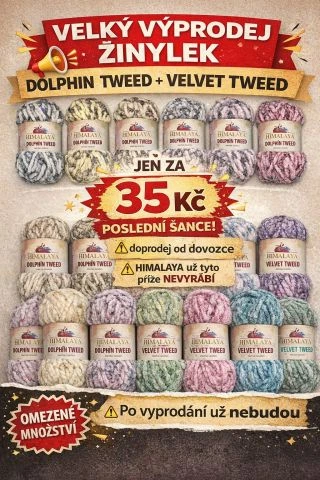 🧶 VELKÝ VÝPRODEJ ŽINYLEK 🧶 👉 Dolphin Tweed + Velvet Tweed jen za 35 Kč 😍 ❗ doprodej od dovozce ❗ Himalaya už tyto příze...