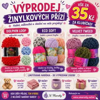 🧸 VELKÝ VÝPRODEJ ŽINYLKOVÝCH PŘÍZÍ! 🧸 Máte rádi hebké příze na hračky, dečky nebo polštářky? Teď je ten pravý čas doplnit...