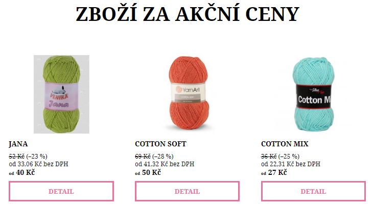 JANA, COTTON SOFT A COTTON MIX - VÝPRODEJ