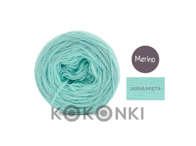 KOKONEK Merino Mono jeden kolor jasna mięta 250m