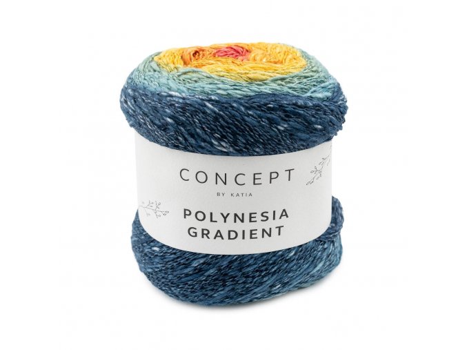 yarn wool polynesiagradient knit cotton linen viscose blue rose yellow orange spring summer katia 300 fhd