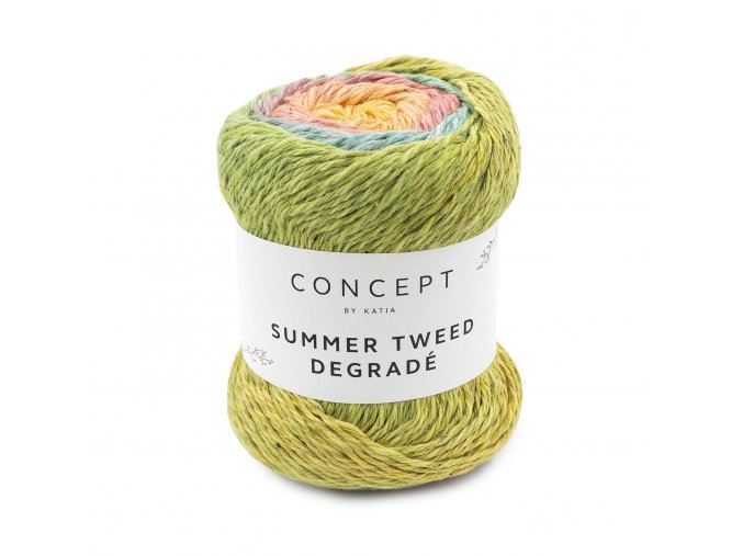 yarn wool summertweeddegrade knit cotton hemp polyester turquoise pistachio yellow rose spring summer katia 100 fhd