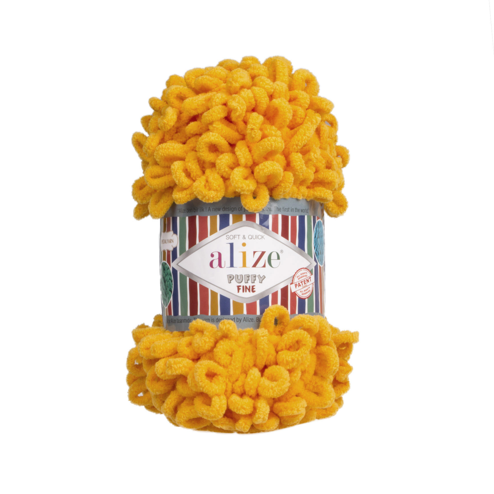 ALIZE Puffy Fine - 14 m / 100 g 2. barva: šafránová, 4. číslo barvy: 82