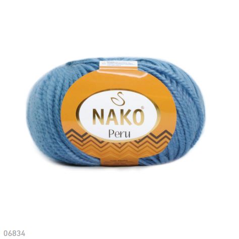 NAKO Peru - 130 m / 100 g 2. barva: blankytně modrá ( nebeská ), 4. číslo barvy: 6834