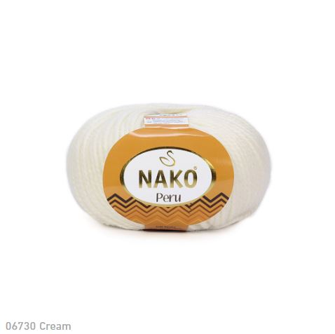 NAKO Peru - 130 m / 100 g 2. barva: smetanová ( krémová ), 4. číslo barvy: 6730