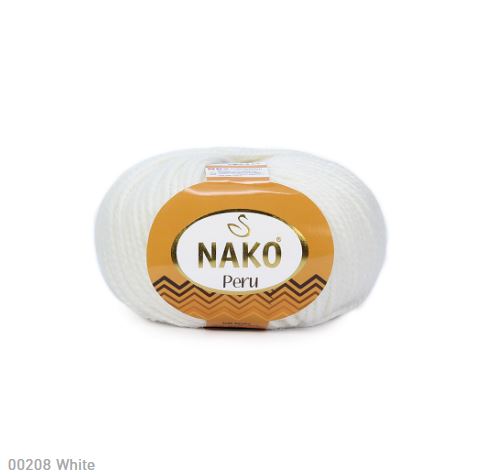 NAKO Peru - 130 m / 100 g 2. barva: sněhově bílá, 4. číslo barvy: 208