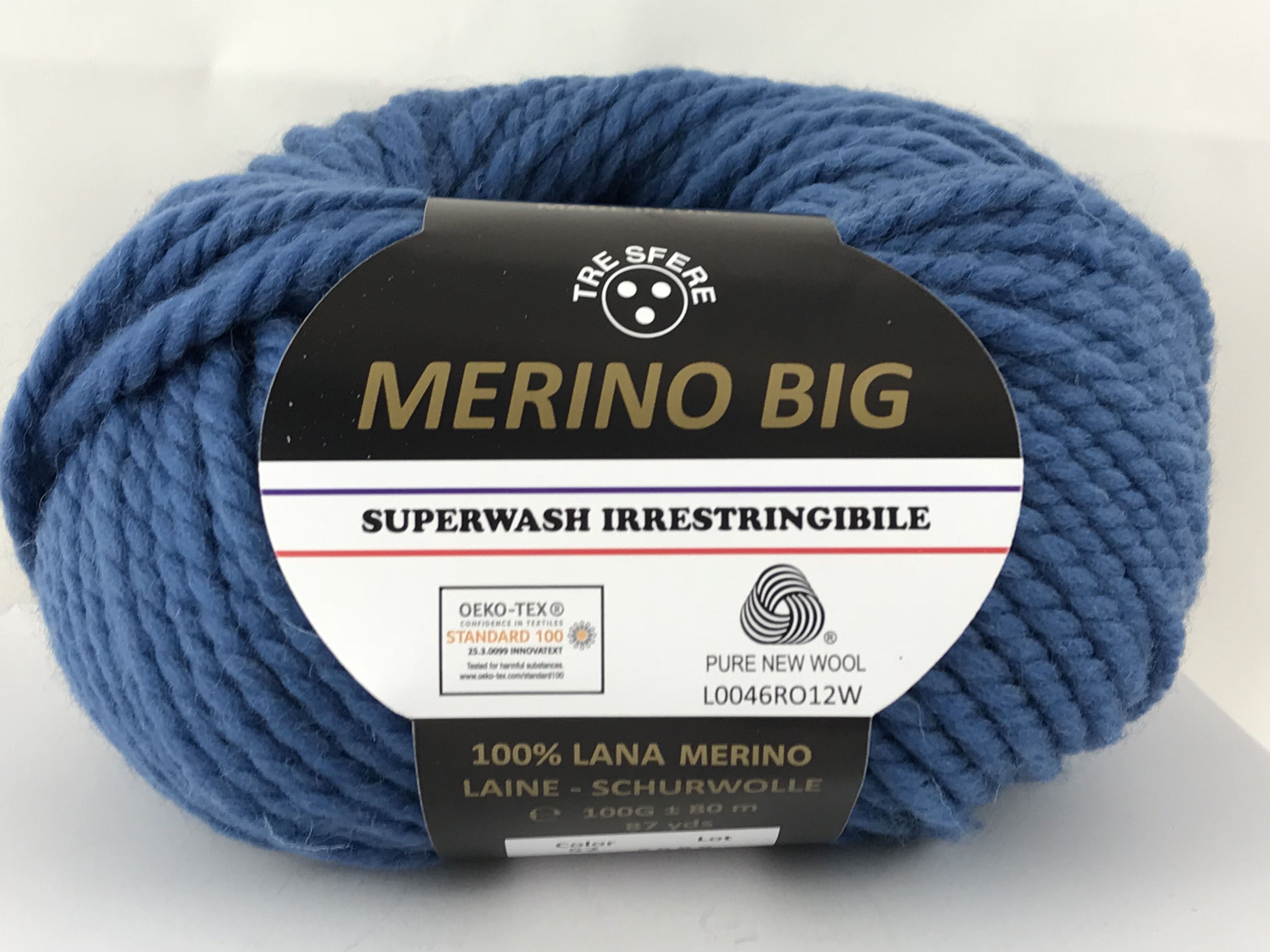 TRE SFERE Merino Big - 80 m / 100 g 2. barva: královská, 4. číslo barvy: 52