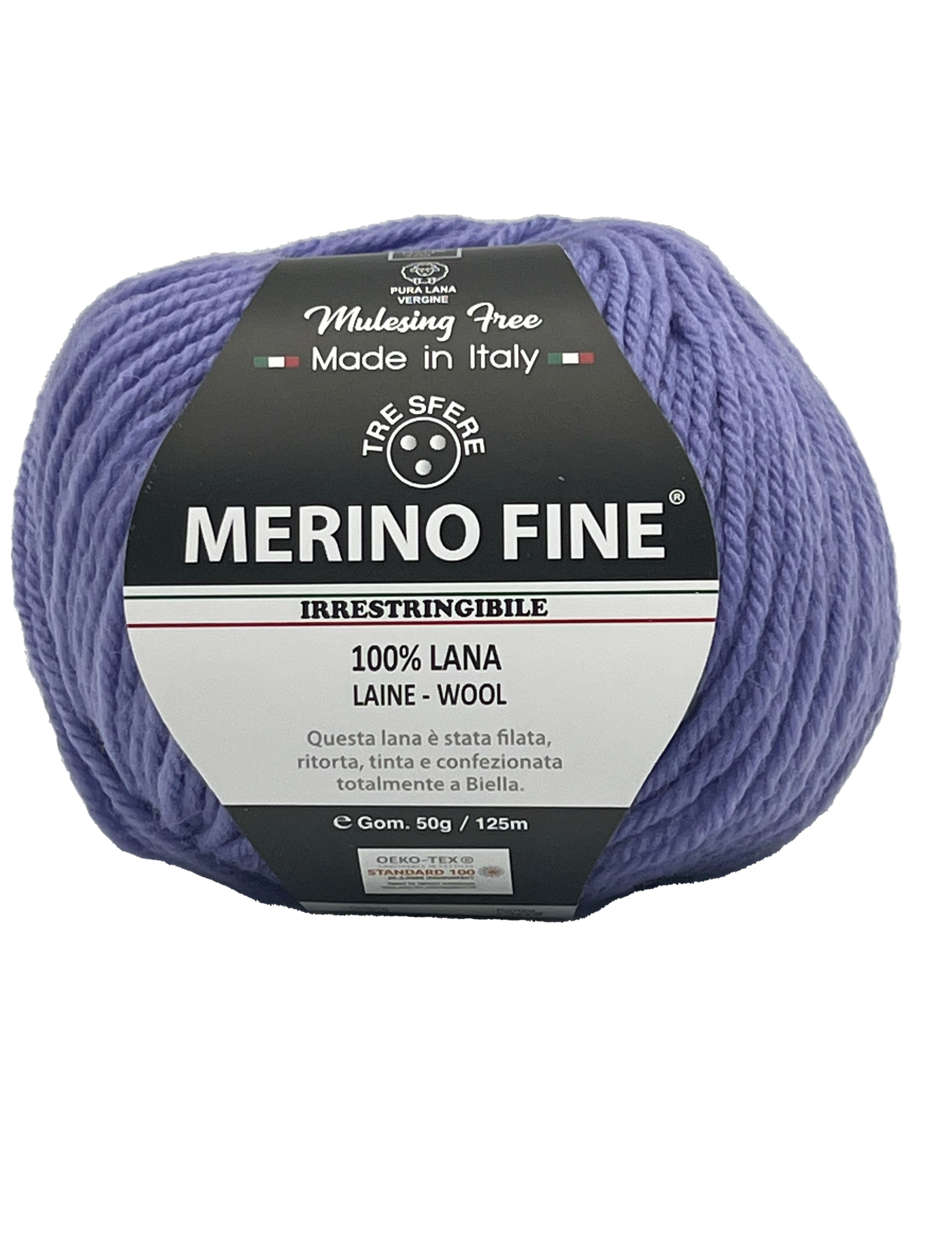 TRE SFERE Merino Fine - 125 m / 50 g 2. barva: ametystová, 4. číslo barvy: 40