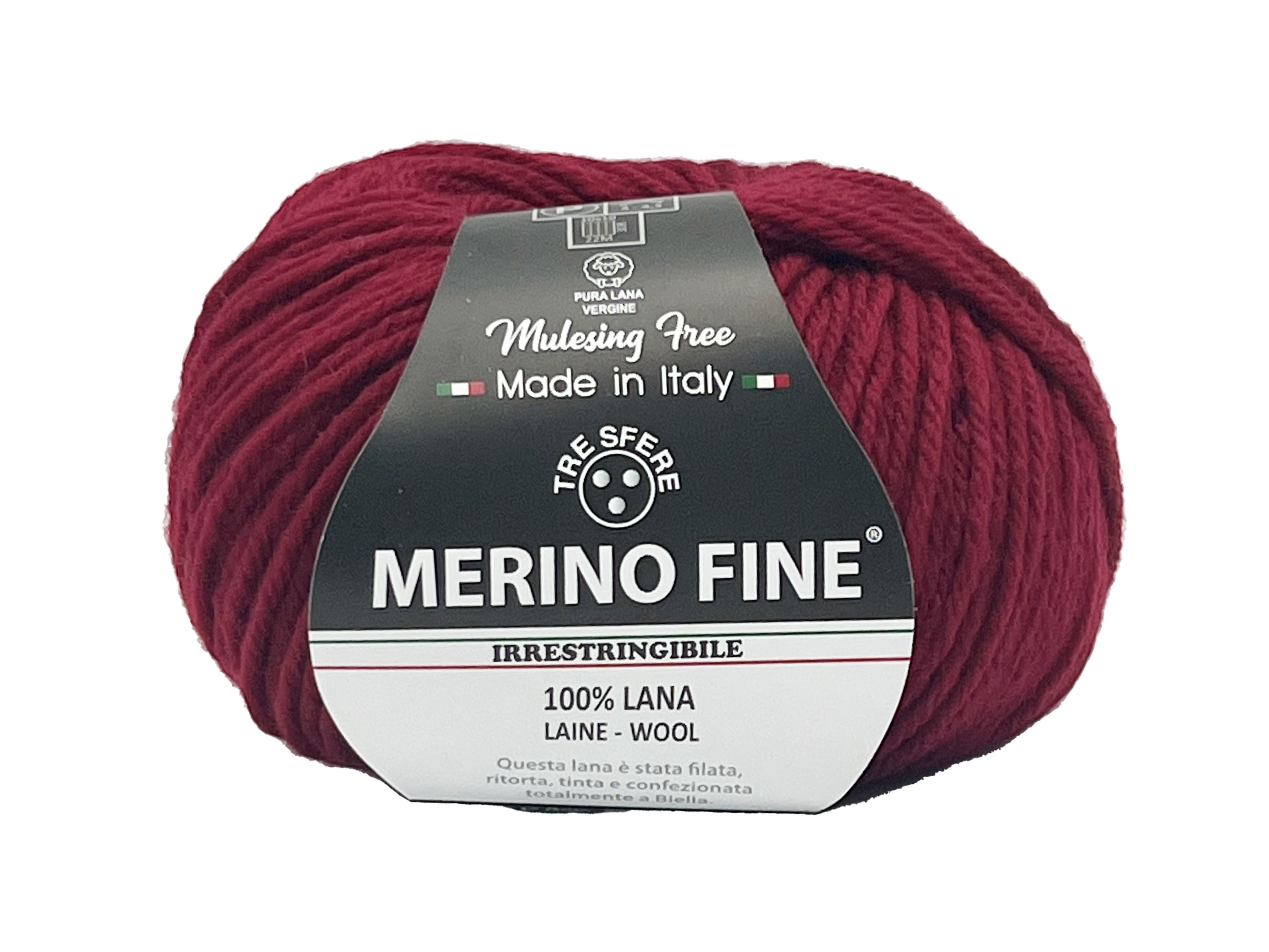 TRE SFERE Merino Fine - 125 m / 50 g 2. barva: bordó, 4. číslo barvy: 014