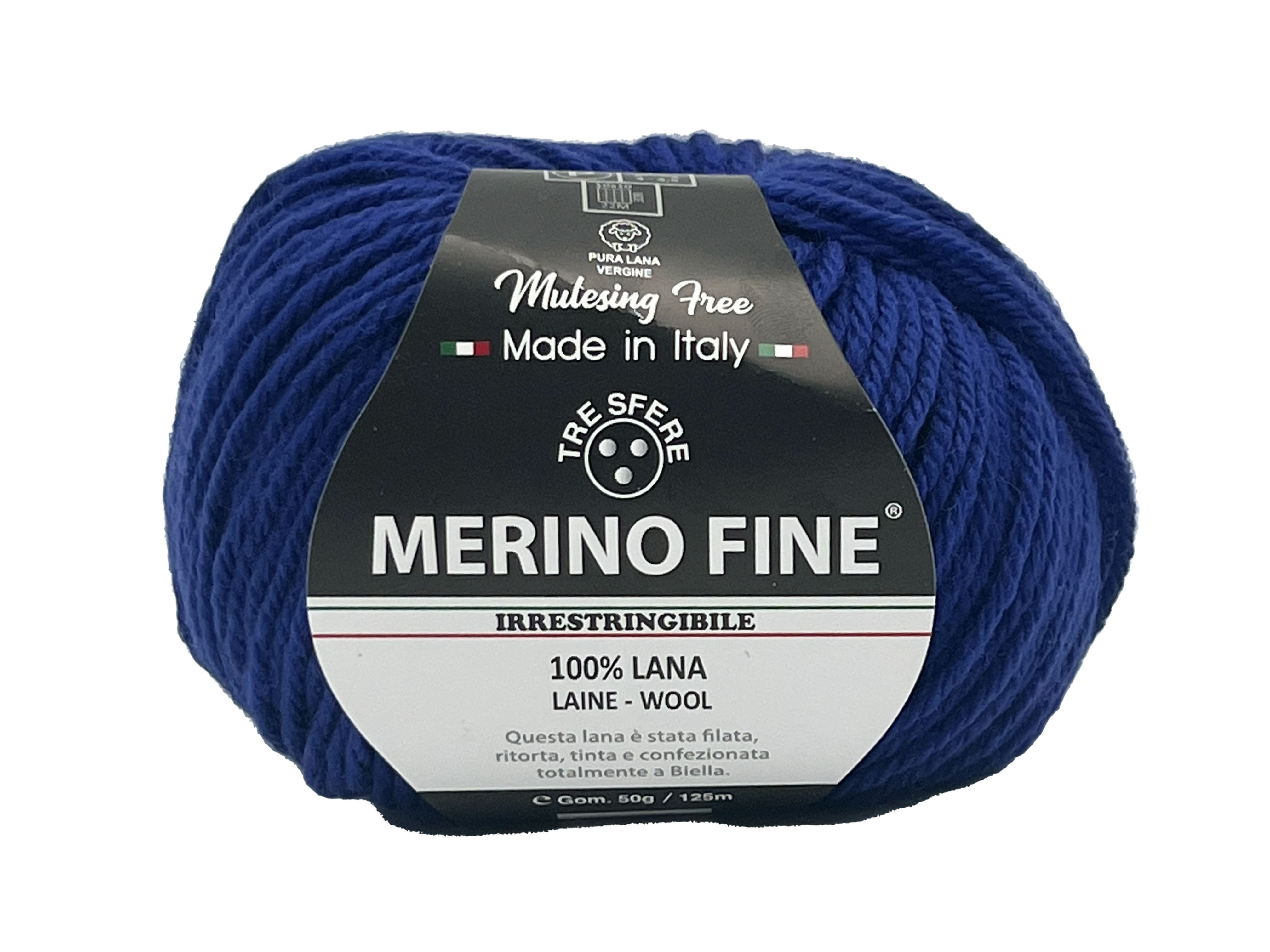TRE SFERE Merino Fine - 125 m / 50 g 2. barva: kobaltová, 4. číslo barvy: 049