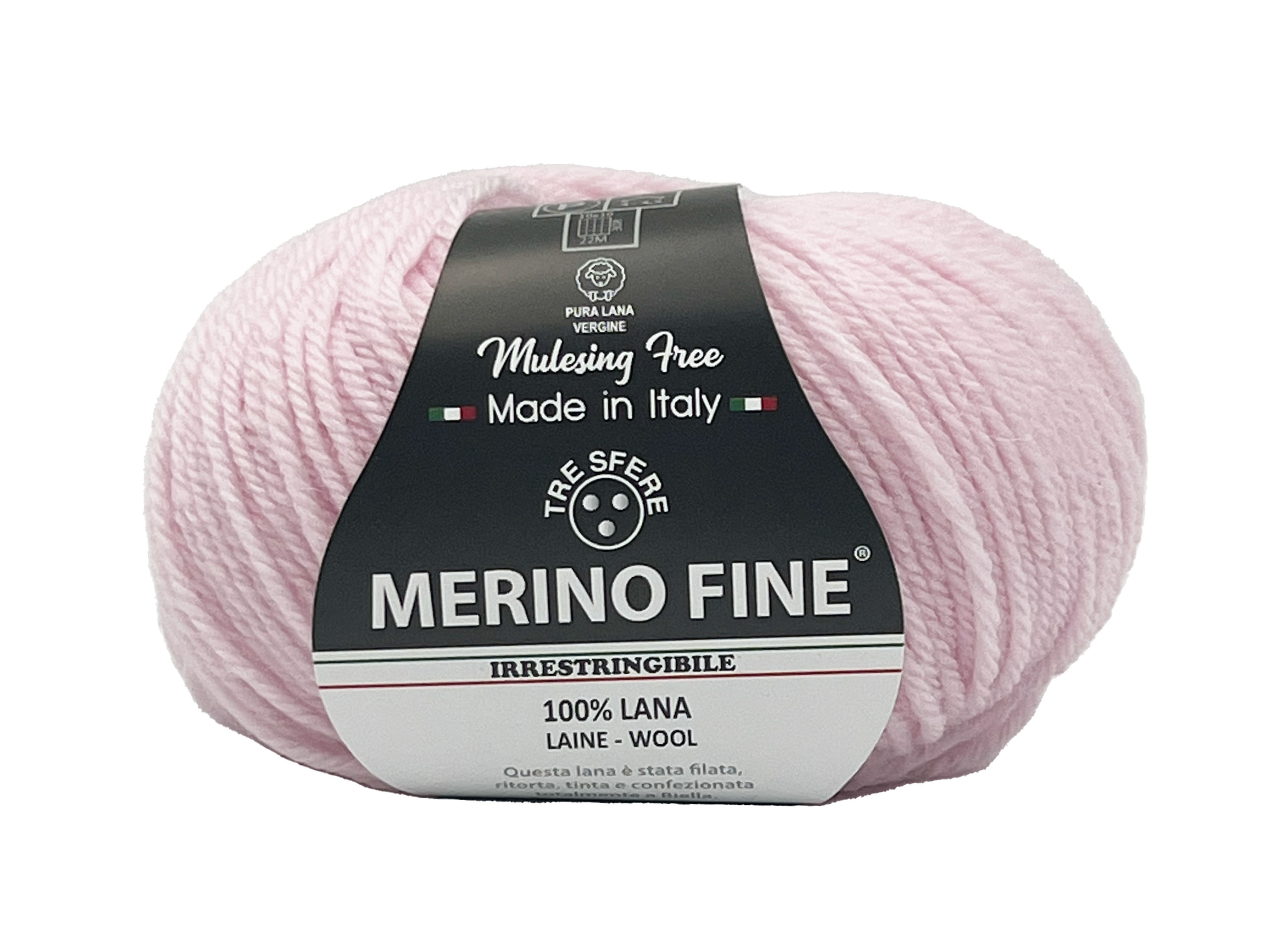 TRE SFERE Merino Fine - 125 m / 50 g 2. barva: ledová růžová, 4. číslo barvy: 306