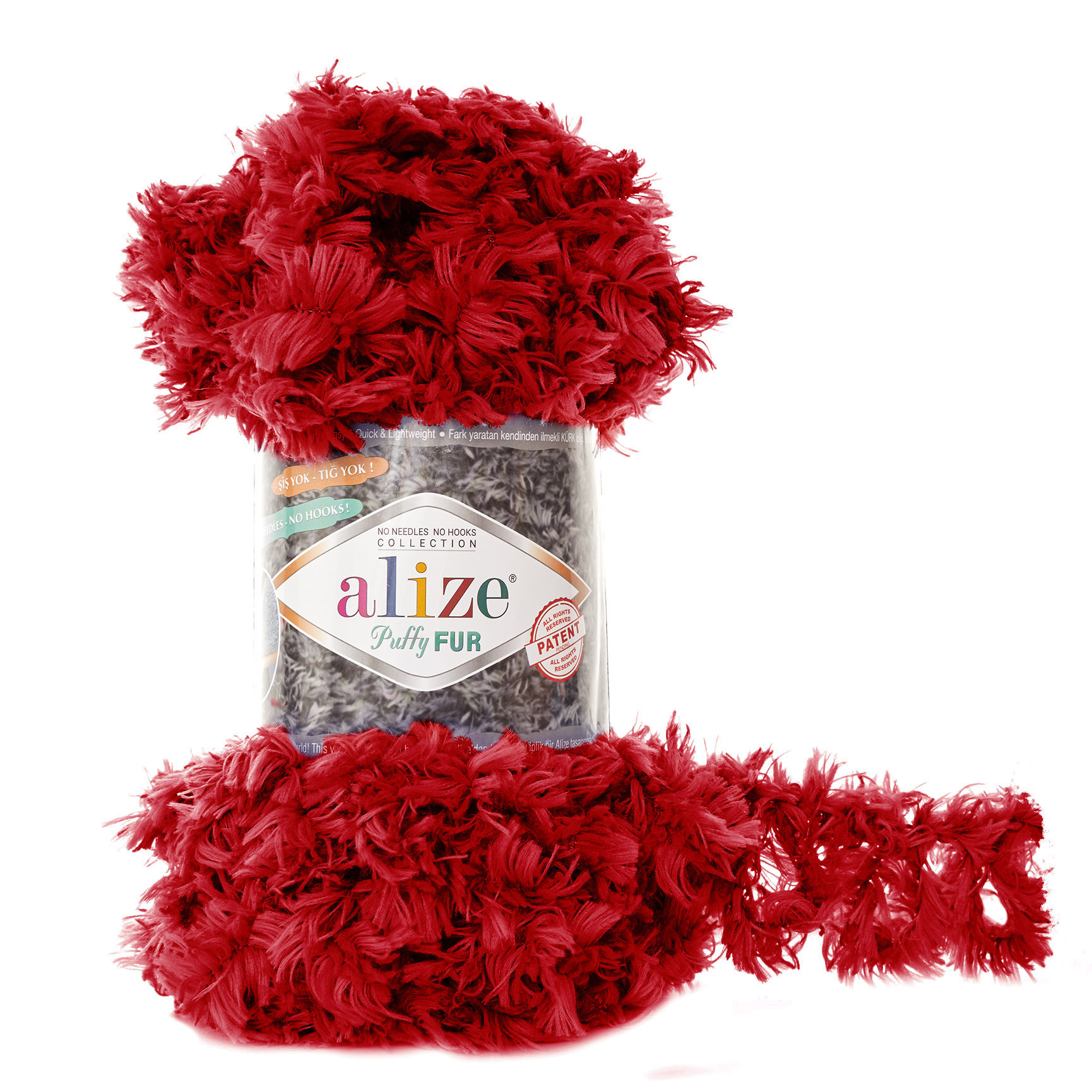 ALIZE Puffy Fur - 6 m / 100 g 2. barva: červená, 4. číslo barvy: 6109