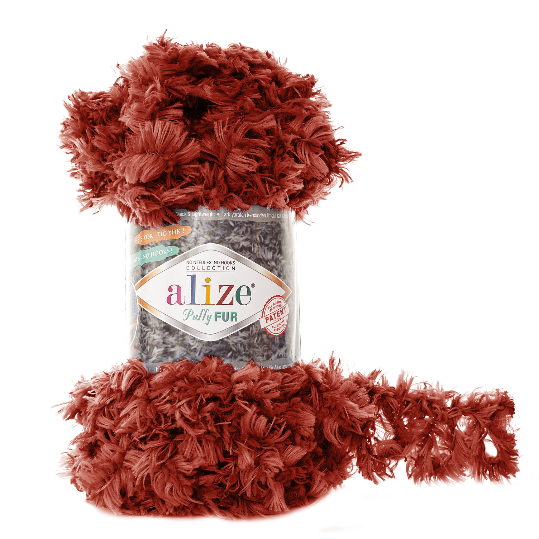 ALIZE Puffy Fur - 6 m / 100 g 2. barva: terakotová, 4. číslo barvy: 6118