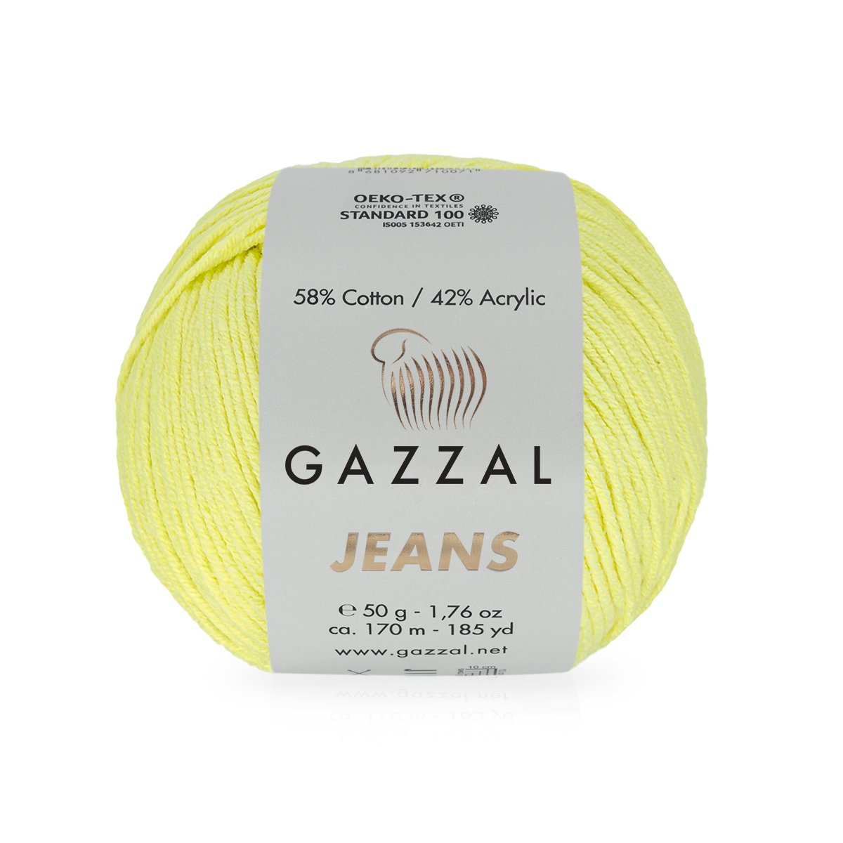 Jeans GAZZAL - 170 m / 50 g 2. barva: žlutá, 4. číslo barvy: 1102