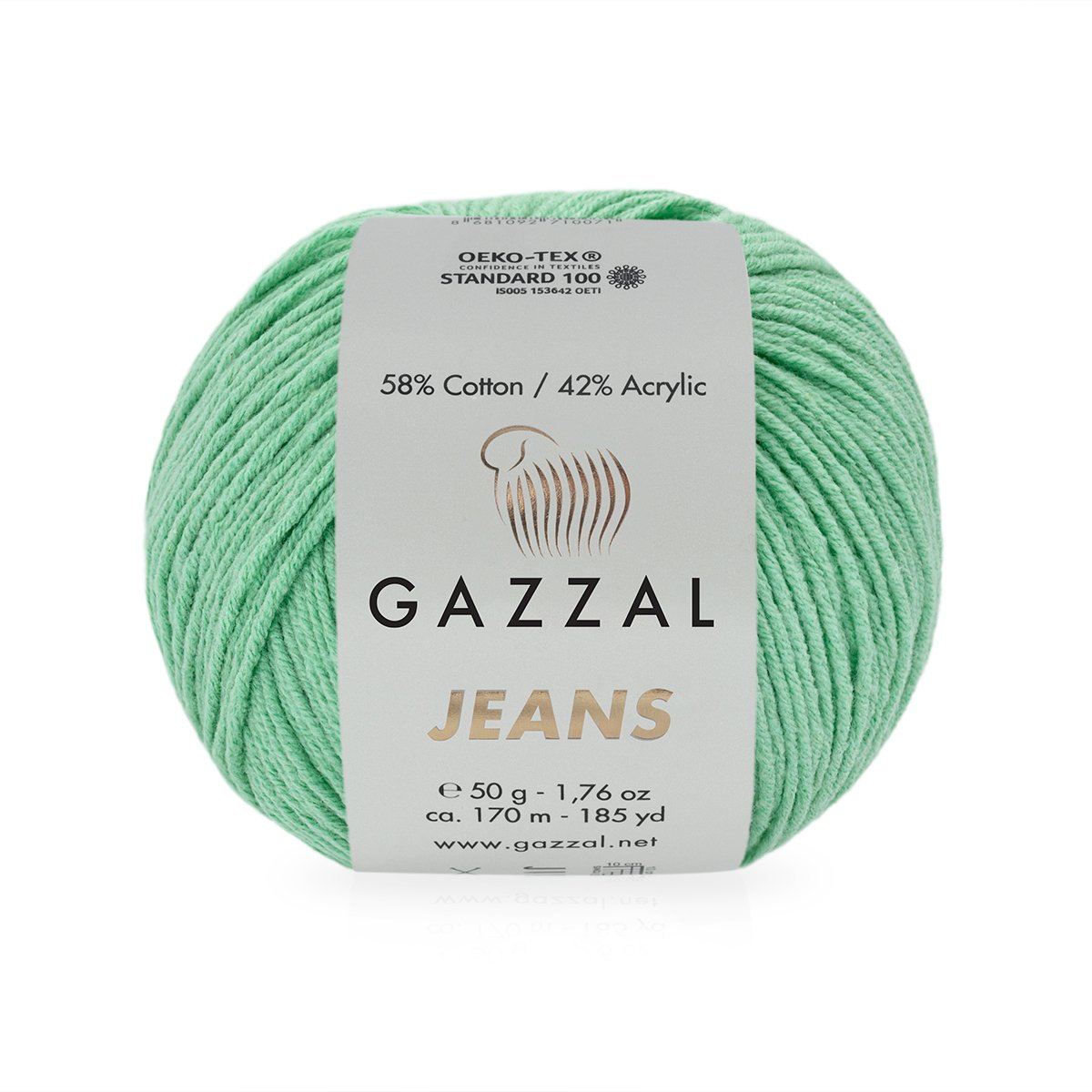 Jeans GAZZAL - 170 m / 50 g 2. barva: jadeitová, 4. číslo barvy: 1107