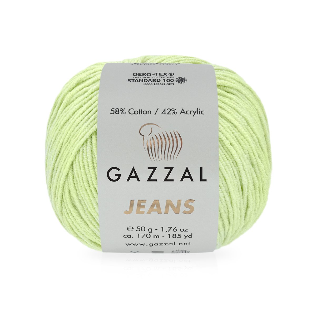 Jeans GAZZAL - 170 m / 50 g 2. barva: lipová zeleň, 4. číslo barvy: 1127